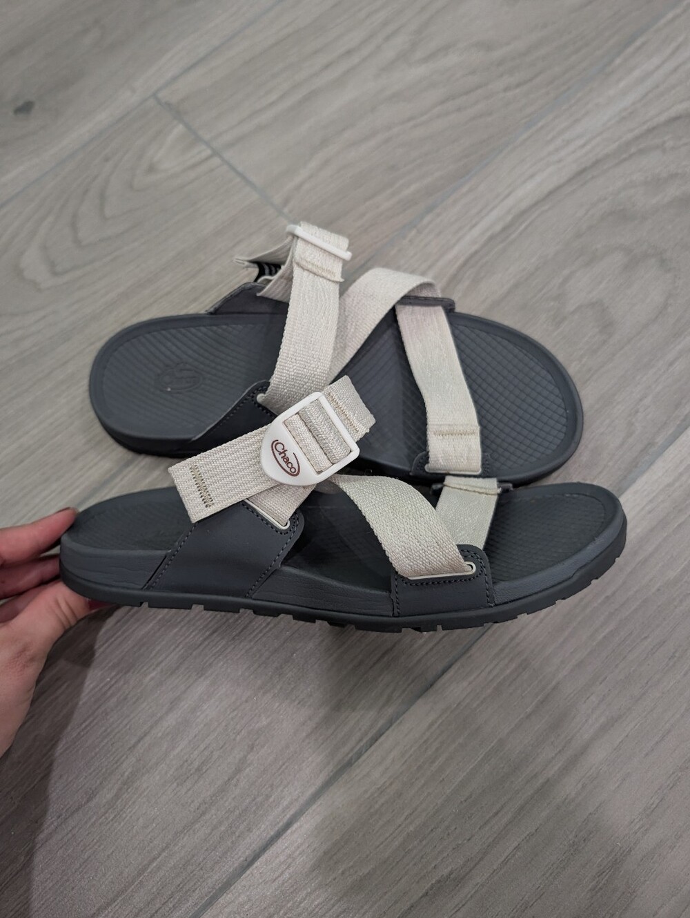 Chaco White Strappy Slide On Sandals Size 9
